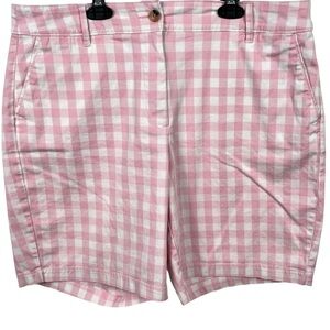 Women’s Pink & White Gingham Kim Rogers Bermuda Shorts Size L?